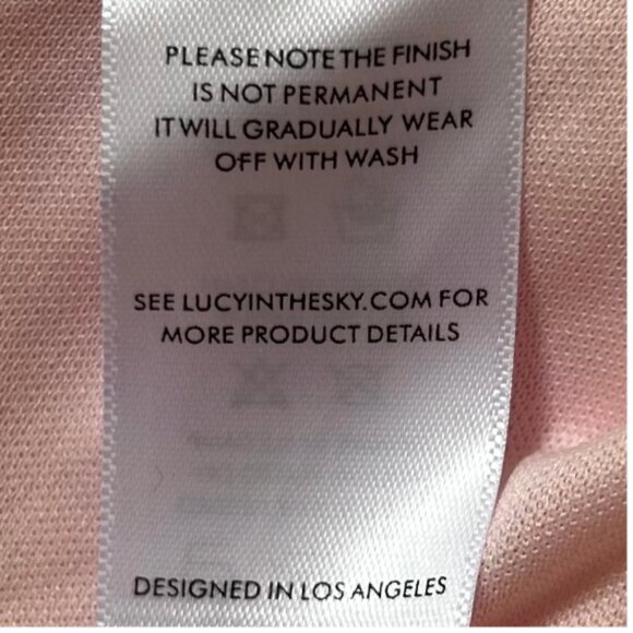 Lucy in the Sky Pastel Pink Shimmer Striped Babydoll Mini Dress Size M Party - Picture 7 of 9